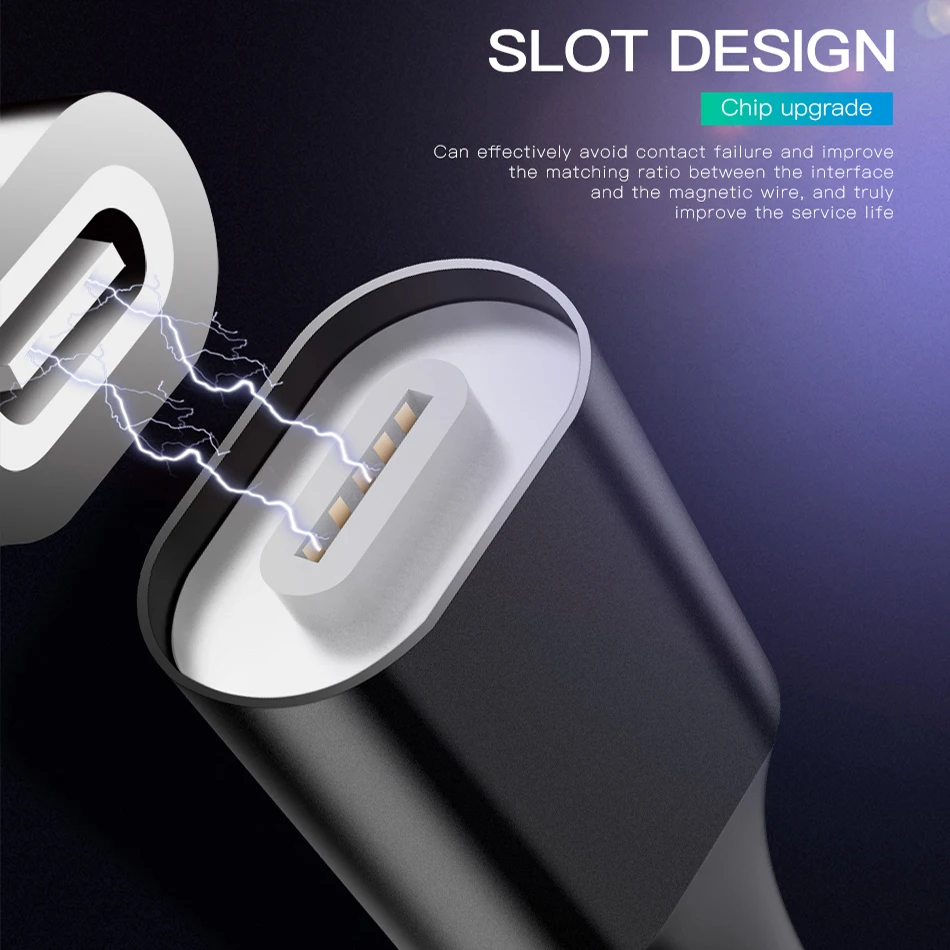 Магнитный светодиодный кабель 3A Micro USB Type C для быстрой зарядки и передачи данных