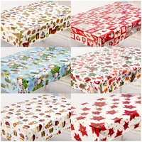 christmas printed pvc tablecloth disposable printed rectangle table cloth new year 2022 kitchen dinner party desktop decorations