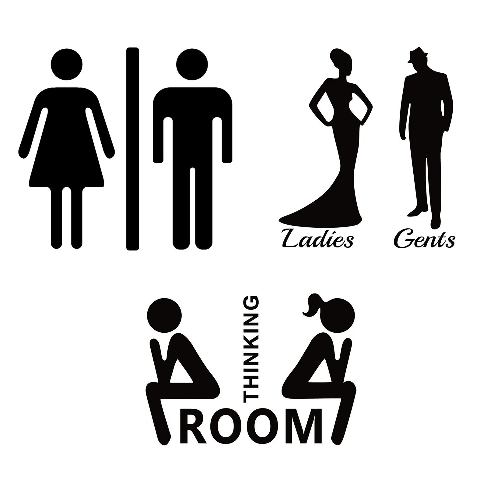 

New 3pc Wall Sticker Sticker C Reative Home Decoration Bathroom Removable Cute Door Decoracion Hogar Moderno