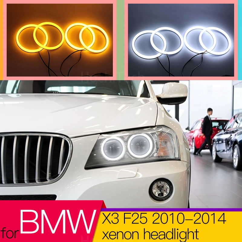 Хлопковый светодиодный светильник Angel Eye Halo Switchback, двухцветный для BMW X3 F25 2010 2011 2012 2013 2014, ксеноновая фара