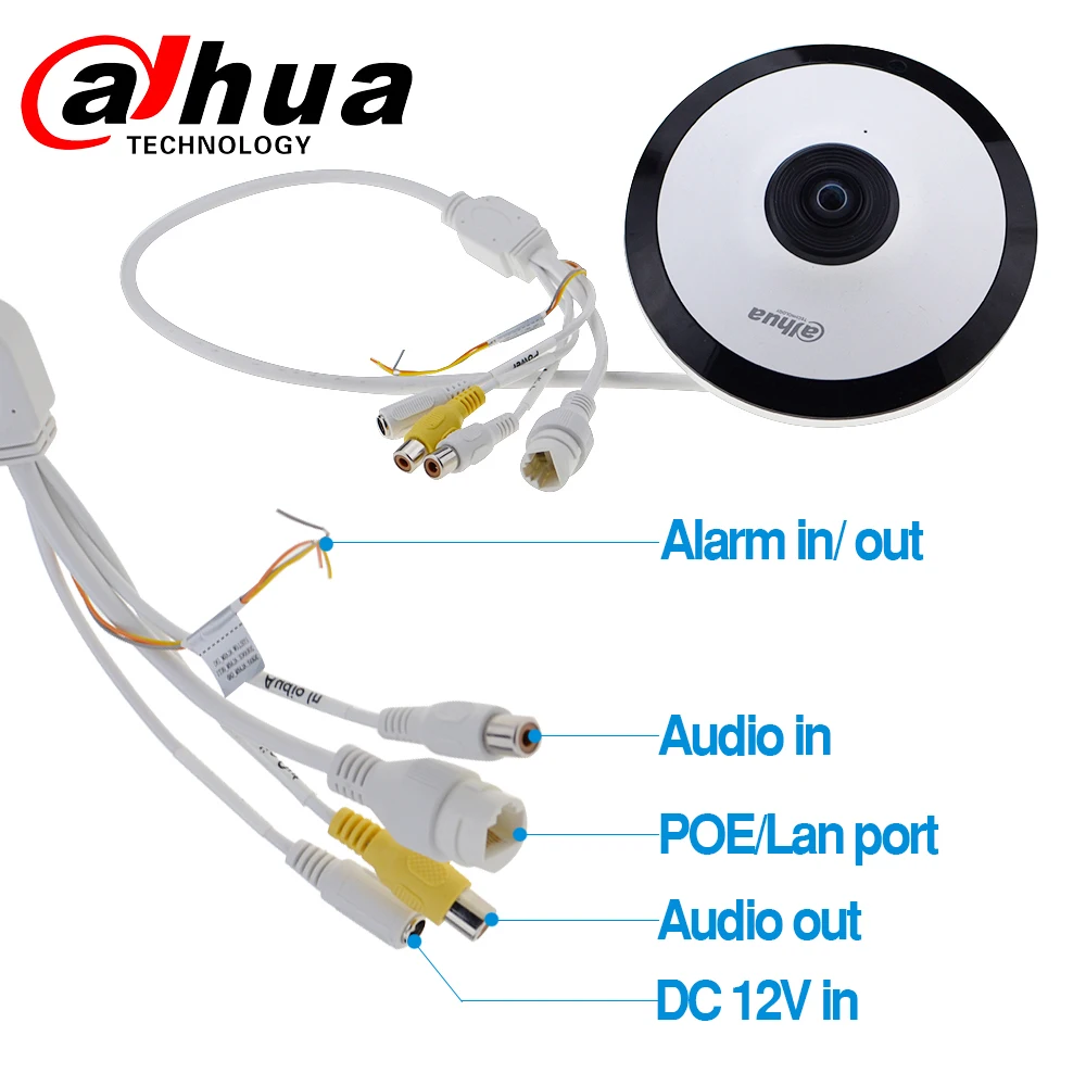 Камера видеонаблюдения Dahua Fisheye HD 4 МП IP панорамная Wi Fi IP67 H.265 PoE разъем для