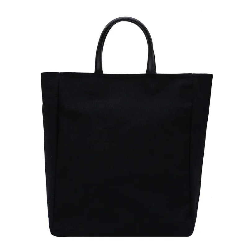 black New fashion simple leisure Tote Bag student schoolbag large capacity canvas briefcase - Цвет: black