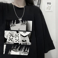 japanese anime kakegurui graphic tees women t shirts summer short sleeves casual harajuku streetwear tops oversized t shirt