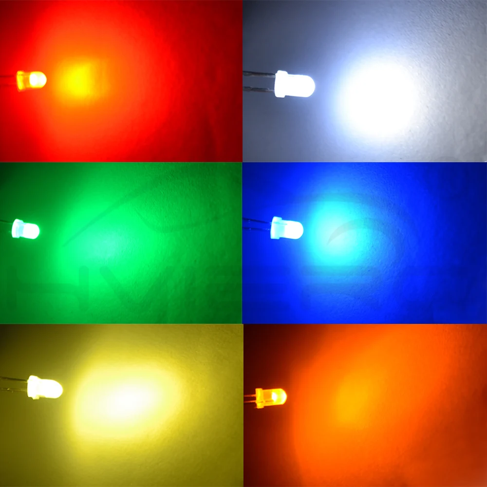 1000 шт. F3 3 мм Рассеянный Белый Красный Зеленый Синий Желтый Теплый белый диод