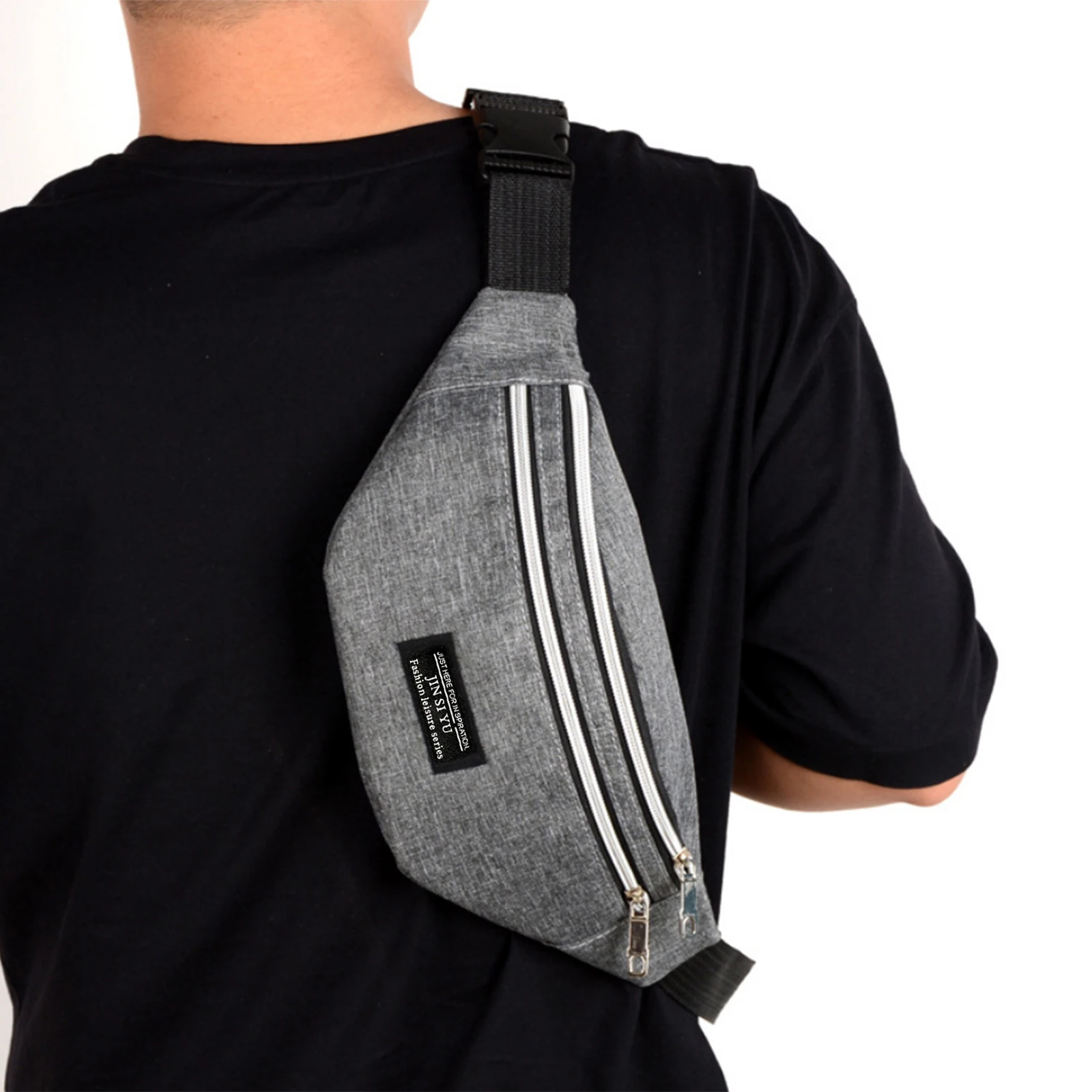 

Новая весенняя Мужская поясная сумка, вместительная, с тремя карманами, водонепроницаемая ткань, модная, повседневная, практичная