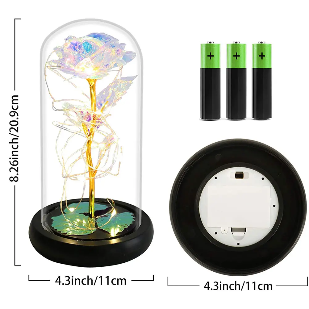 

2020 Enchanted Rose Eternal 24K Foil Flower With Fairy Lights In Dome For Christmas Valentine'S Day Gift