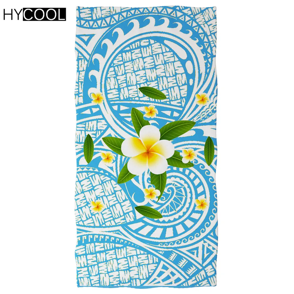 

Большое пляжное полотенце Szes, гавайская Полинезия, с принтом плюмерии, коврик из микрофибры для йоги, мягкое полотенце для купания, поглощаю...