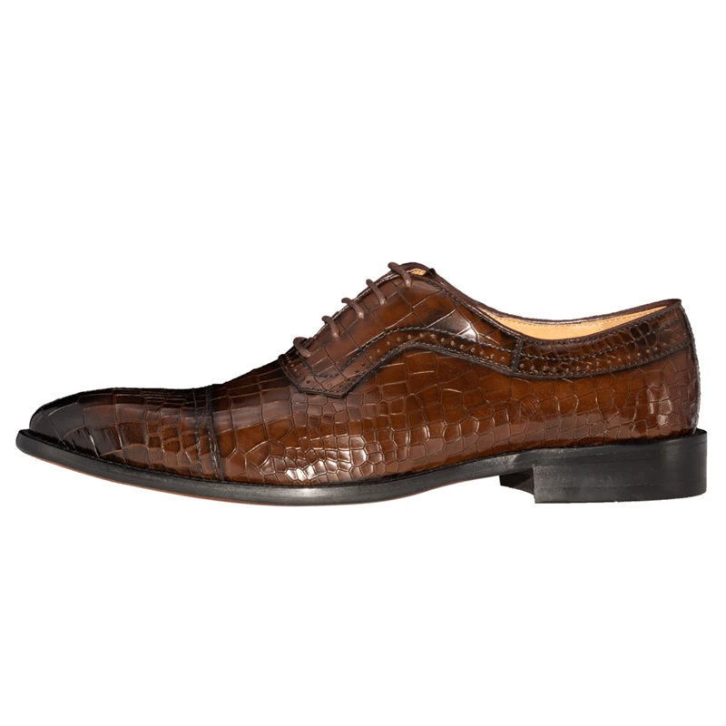 

Leather Plaid Exotic Pattern Pointed Toe Lace-Up Oxford Dress Shoes