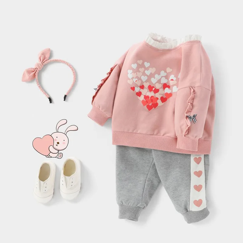 

20021 New Baby Girl Clothes Top+Trousers 2Pcs Suits Fashion Newborns Clothes Sportswear For Children 1-5 Years
