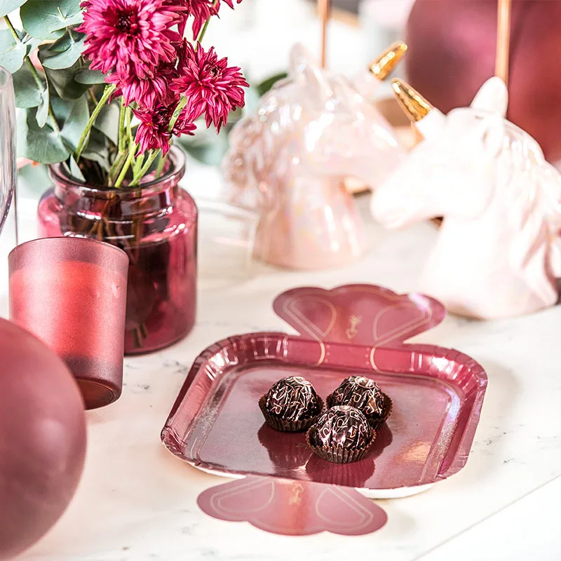 8 шт. 7 дюймовые бумажные тарелки в форме конфет Розовые Вечерние принадлежности