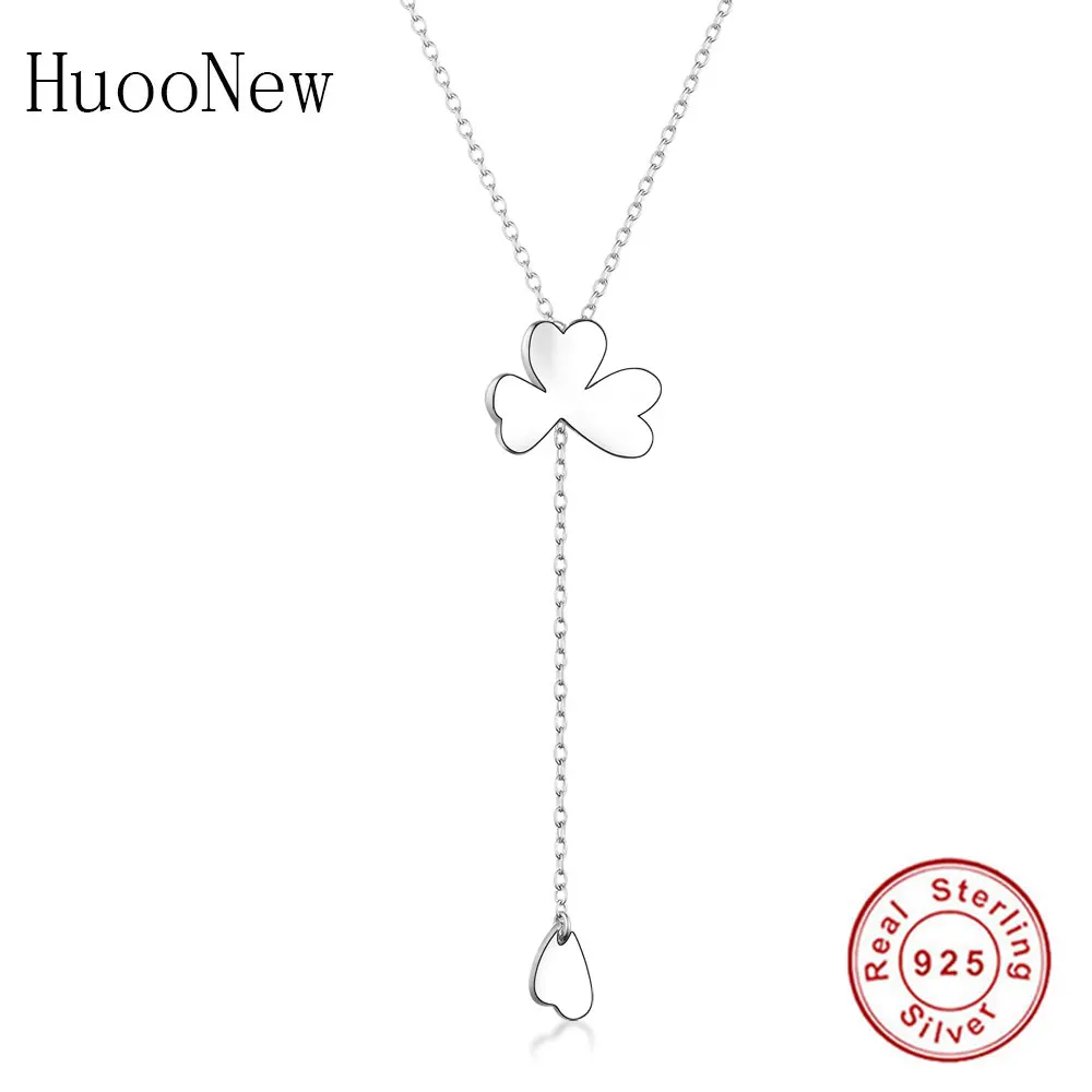 Женское колье чокер из стерлингового серебра 925 пробы с четырехлистным сердечком