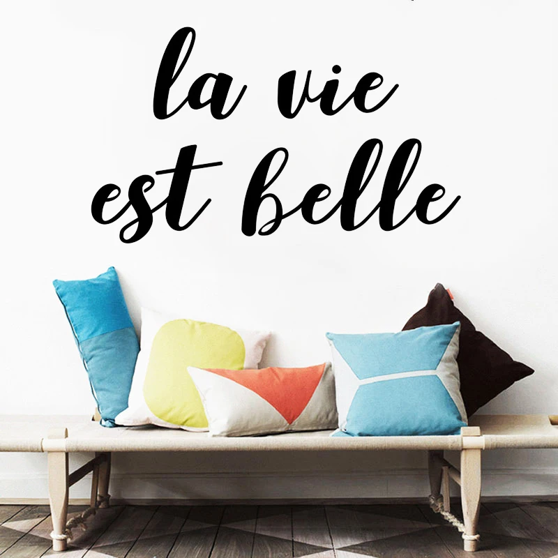 

Настенные наклейки La Vie Est Belle с французскими цитатами, наклейки, настенные Съемные Виниловые украшения для офиса, спальни, гостиной, Постер RU2383