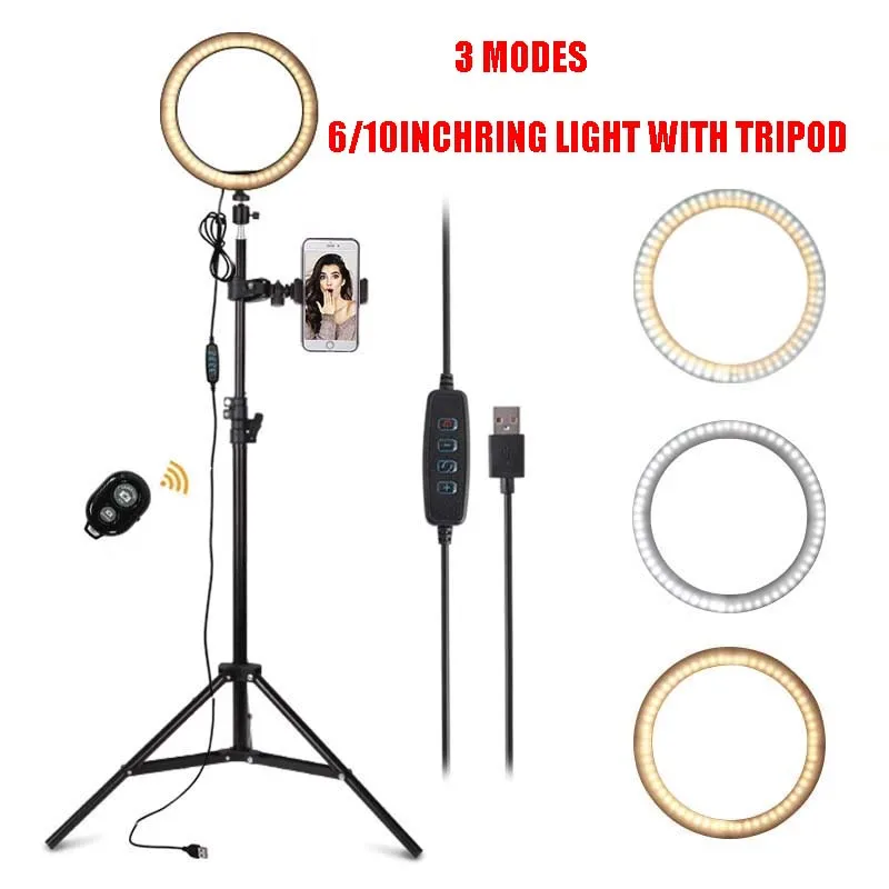 Кольцевой светильник 6/10 дюйма 1 6 м светодиодный для фотосъемки USB кольцевая лампа