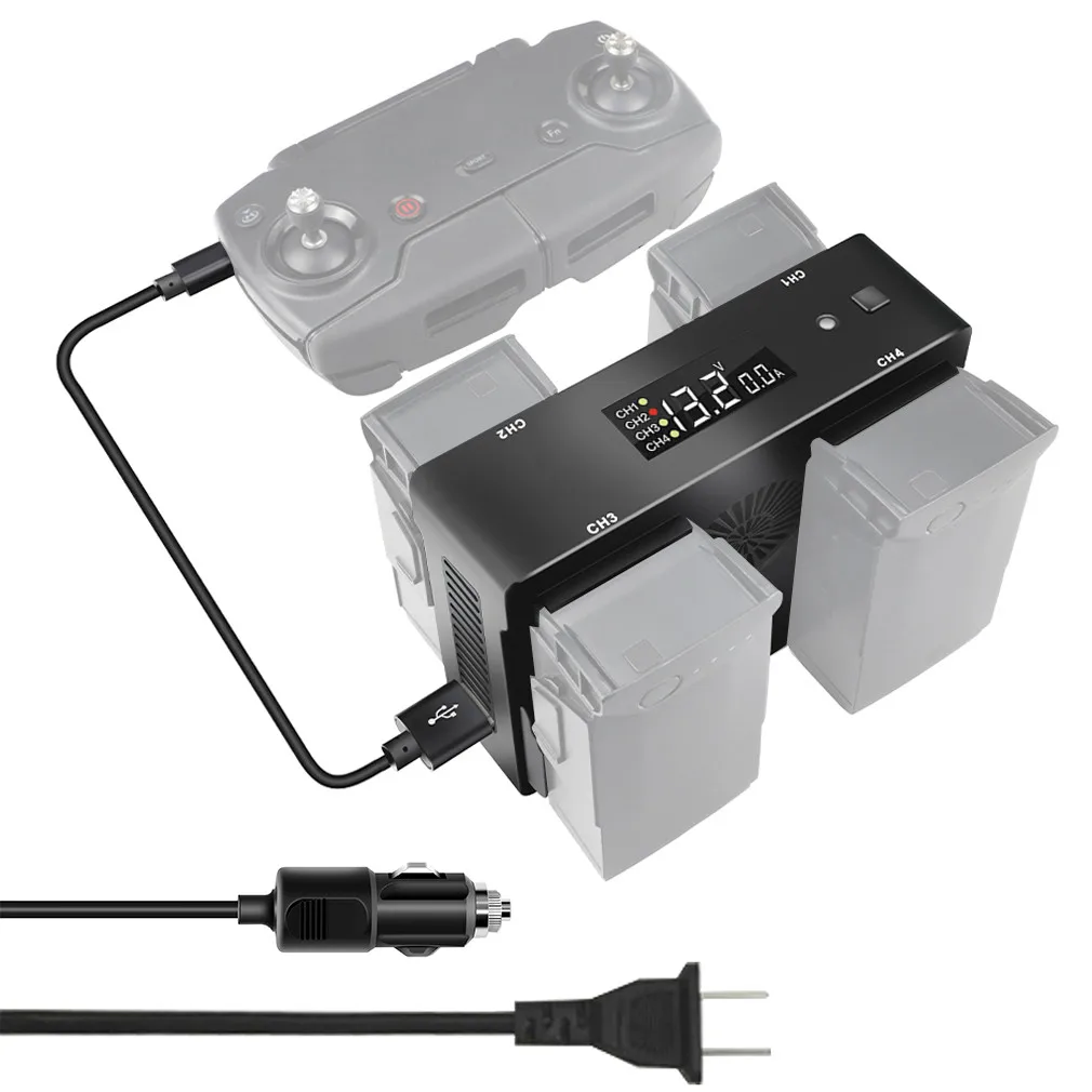 

4-in-1 Intelligent Battery Charging Hub Display Smart Charger for DJI Mavic AIR tools 2021