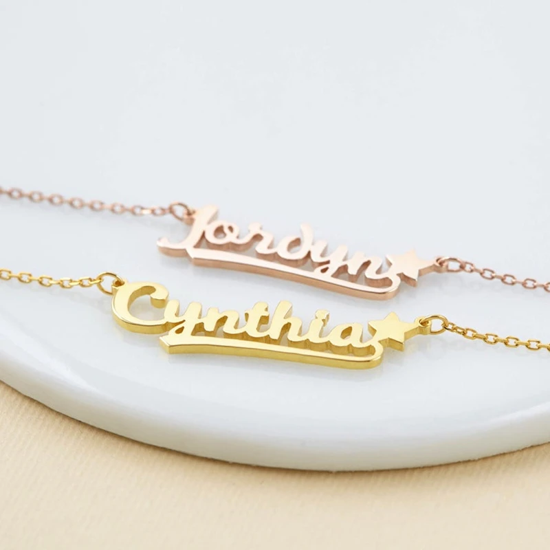 Очаровательное индивидуальное именное ожерелье из нержавеющей стали