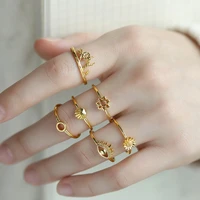 vintage women evil eye olive branch rings lotus flower crown fashion ring for women female geometric finger wedding jewelry