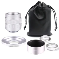 silver fujian 35mm f1 7 aps c cctv lensadapter ring2 macro ringlens hood for for canon ef m eosm mirroless camera m1m3m5