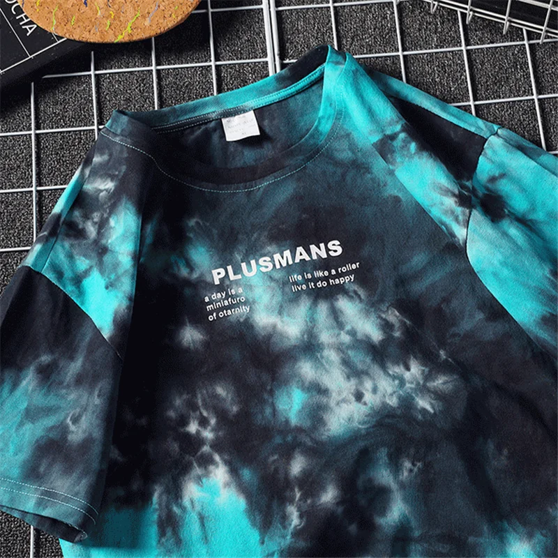 Harajuku New Summer Tie Dyeing Gradient Men's t-shirt Fashion Short Sleeve Tee Tops Male Hip hop Retro Sweatshirts T Shirt Men | Мужская