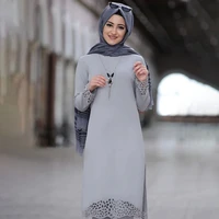 summerautumn two piece set middle eastern muslim womens abaya dress hollowed out solid split skirt plus size moroccan kaftan