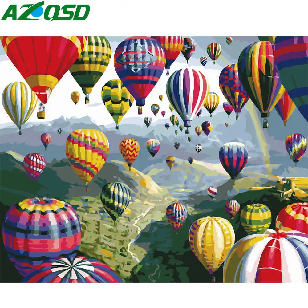 

AZQSD Painting By Numbers Balloon Scenery Oil Painting Draw By Number On Canvas HandPainted DIY Unframed Decoration