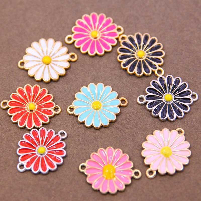 6 шт. классические разноцветные эмалевые подвески в виде цветов |