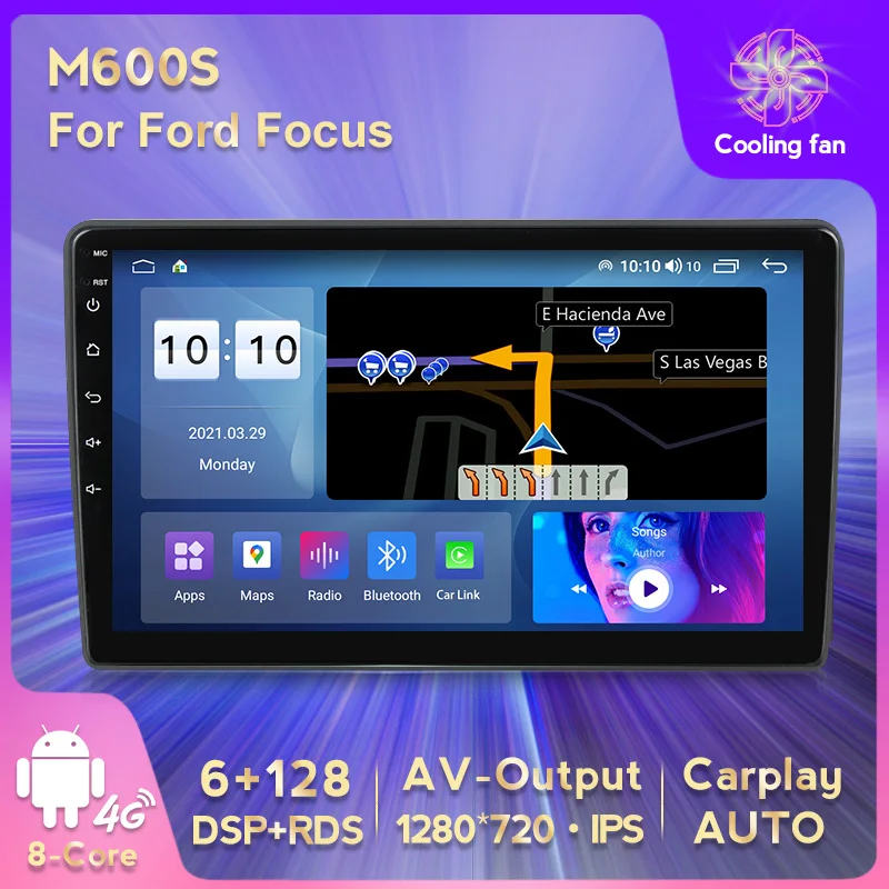 

Автомобильный мультимедийный плеер, Android 11, 6G + 128G, автомобильная аудиосистема с GPS, радио, мультимедиа, 1280*720, 2DIN, RDS, DSP, IPS, 5 ГГц, Wi-Fi, для Ford Focus