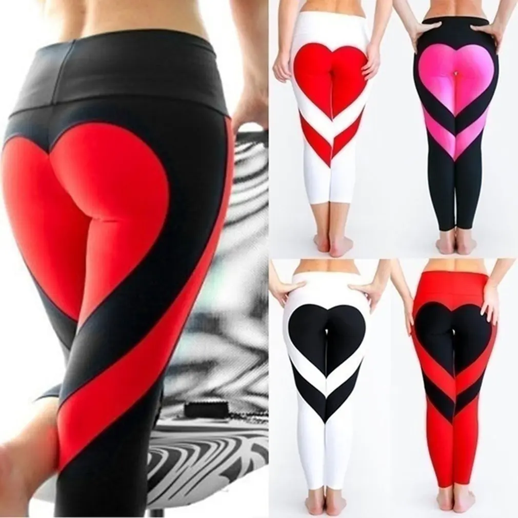 

Women Special Design Love Yoga Leggings Heart Booty Pants Running Tights Crop Workout Pants Hight Wasit