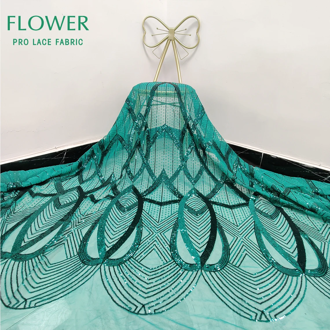 Черная сенегавская французская сетчатая кружевная ткань с блестками