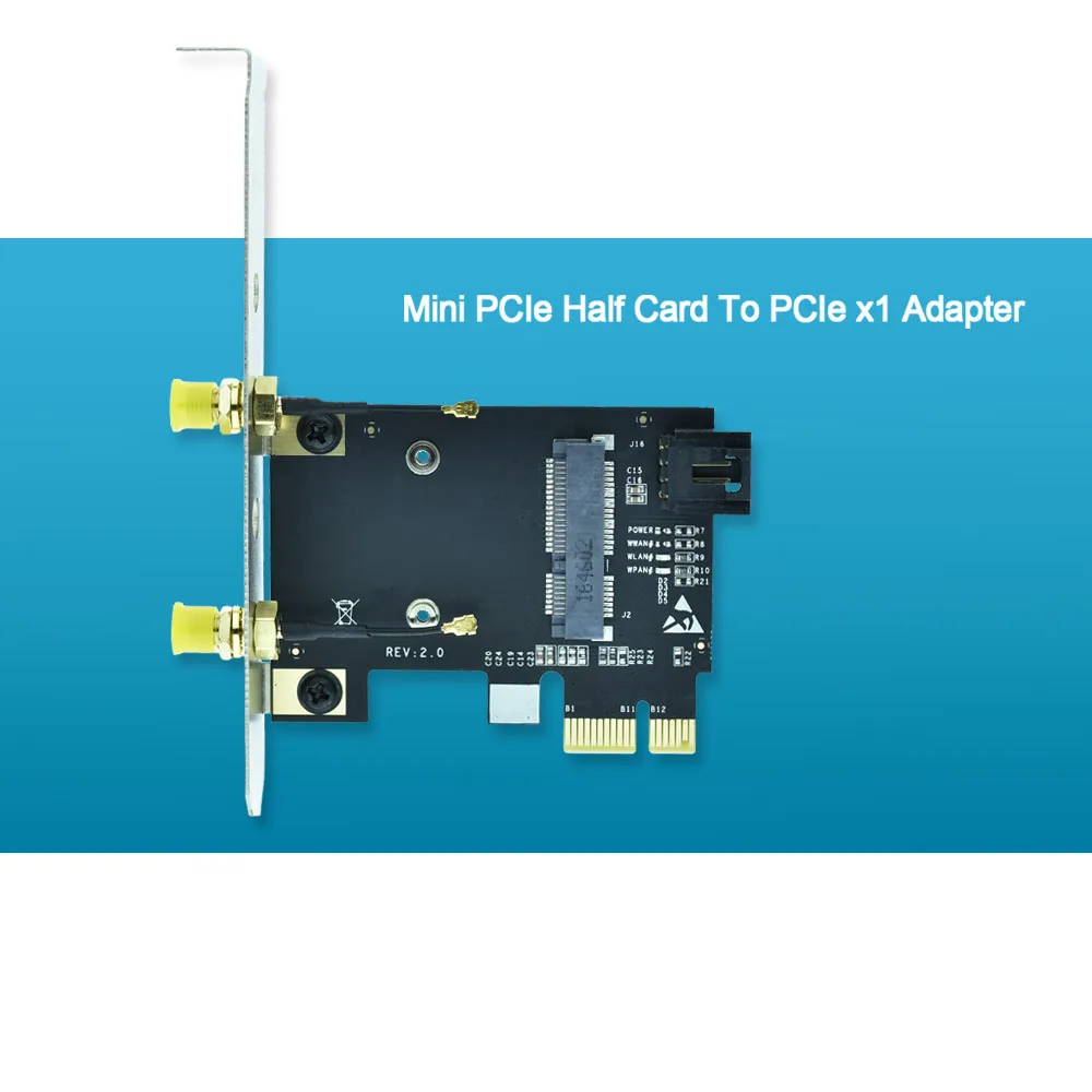 Половинная мини PCIe Wi Fi карта для x1 адаптер Mini PCI E к 1x Intel 5100 6200 6300 7260HMW 3160HMW AR5B22