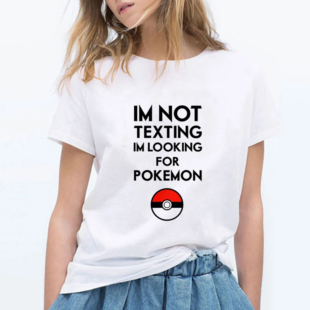 Новые модные женские туфли футболки Pokemon kawaii футболка аниме Pika Для женщин футболка Пикачу футболка хлопок короткий рукав для девочек Футболки-топы