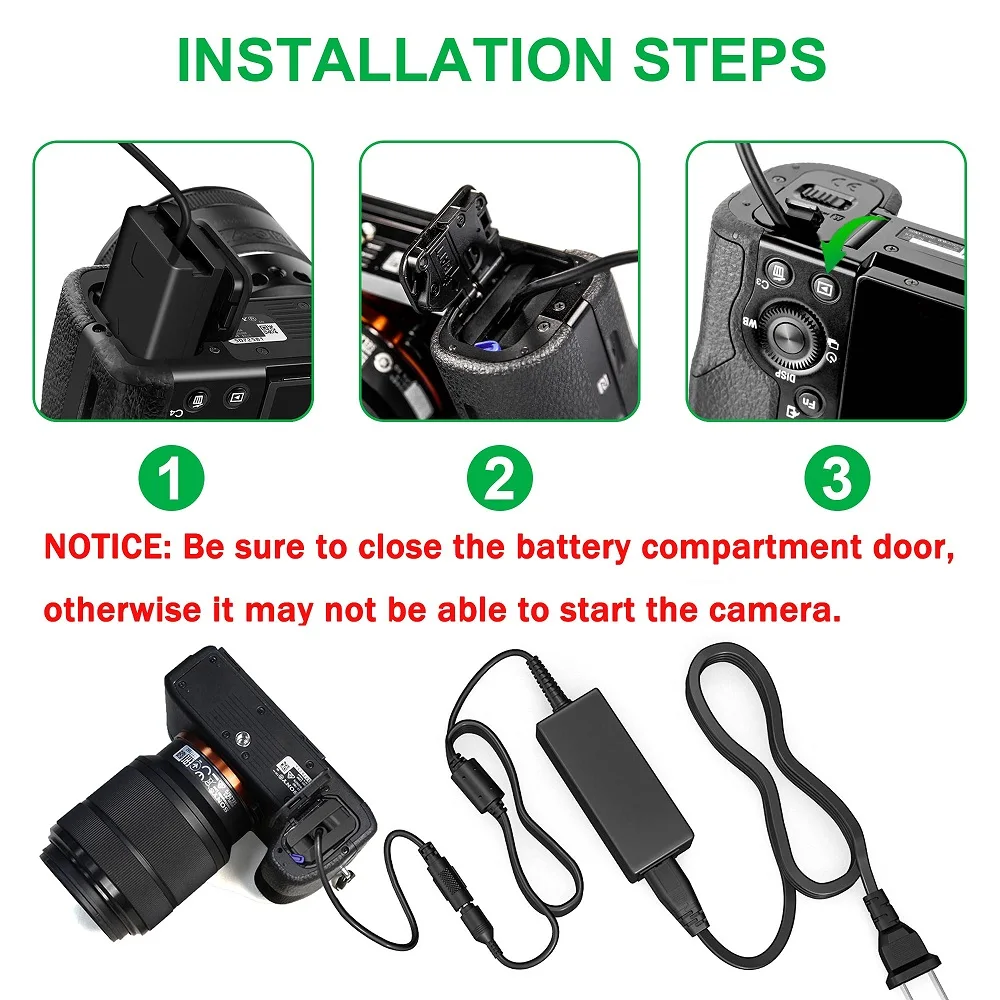 ac pw20 np fw50 dummy battery ac power supply adapter dc coupler kit for sony alpha a5100 a6500 a6400 a6000 a55 a7rx10 cameras free global shipping
