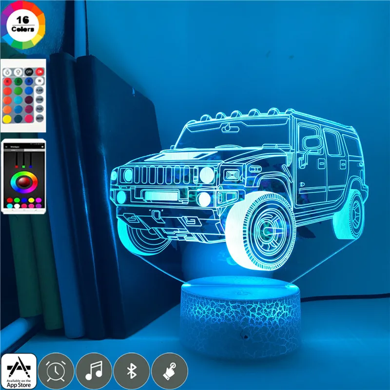 Jeep USB 3D иллюзия ночной Светильник для детской спальни распылитель настольная