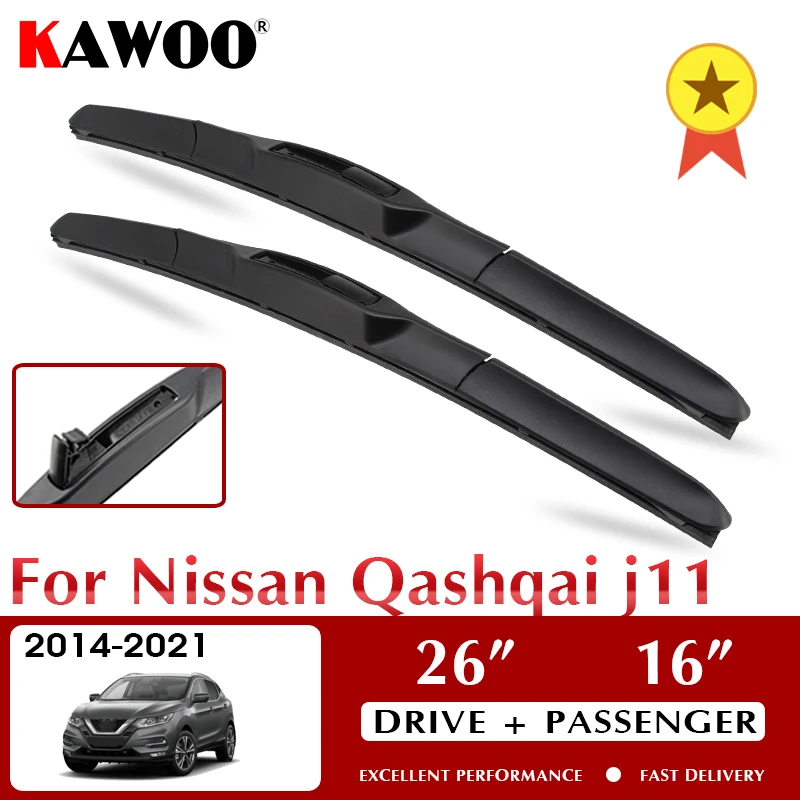 

KAWOO Wiper Car Wiper Blades For Nissan Qashqai j11 2014-2021 Windshield Windscreen Front Window Accessories 26"+16" LHD RHD