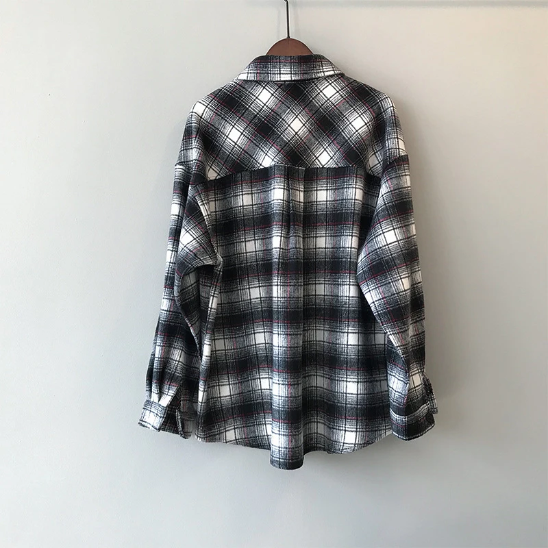 Женская блузка GOPLUS Клетчатая с отложным воротником Женские топы и блузки одежда