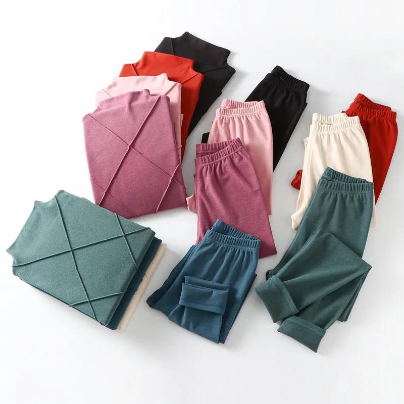 

High Collar Trackless Long Johns Suits Women Hot Sale Winter Thermal Undershirts