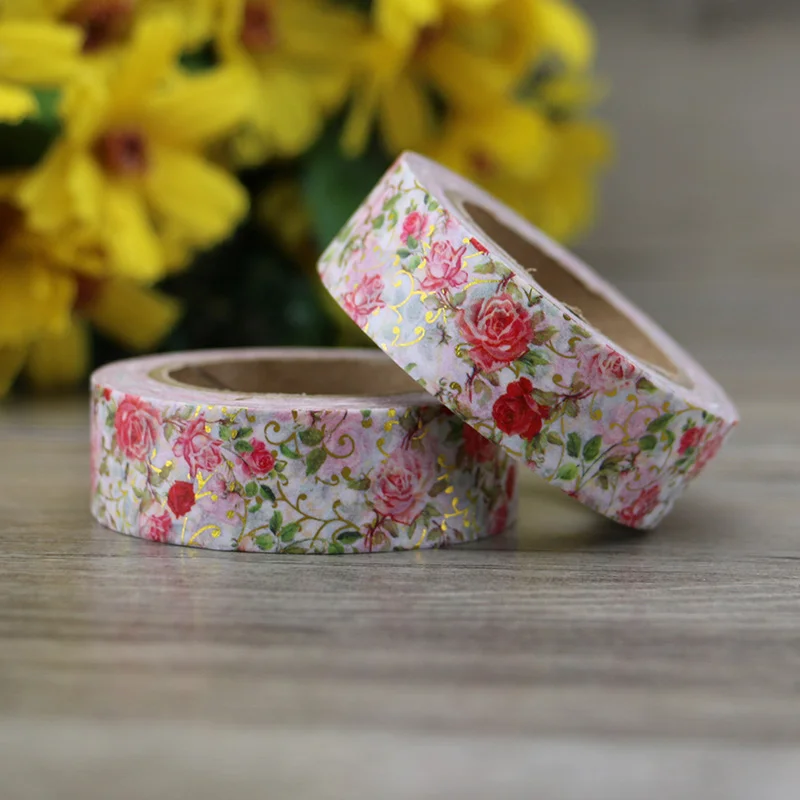 

10pcs/lot Flower Foil Washi Tape Scrapbooking Tools Cute Decorative Adhesiva Decorativa Japanese Stationery Washi Tapes Mask