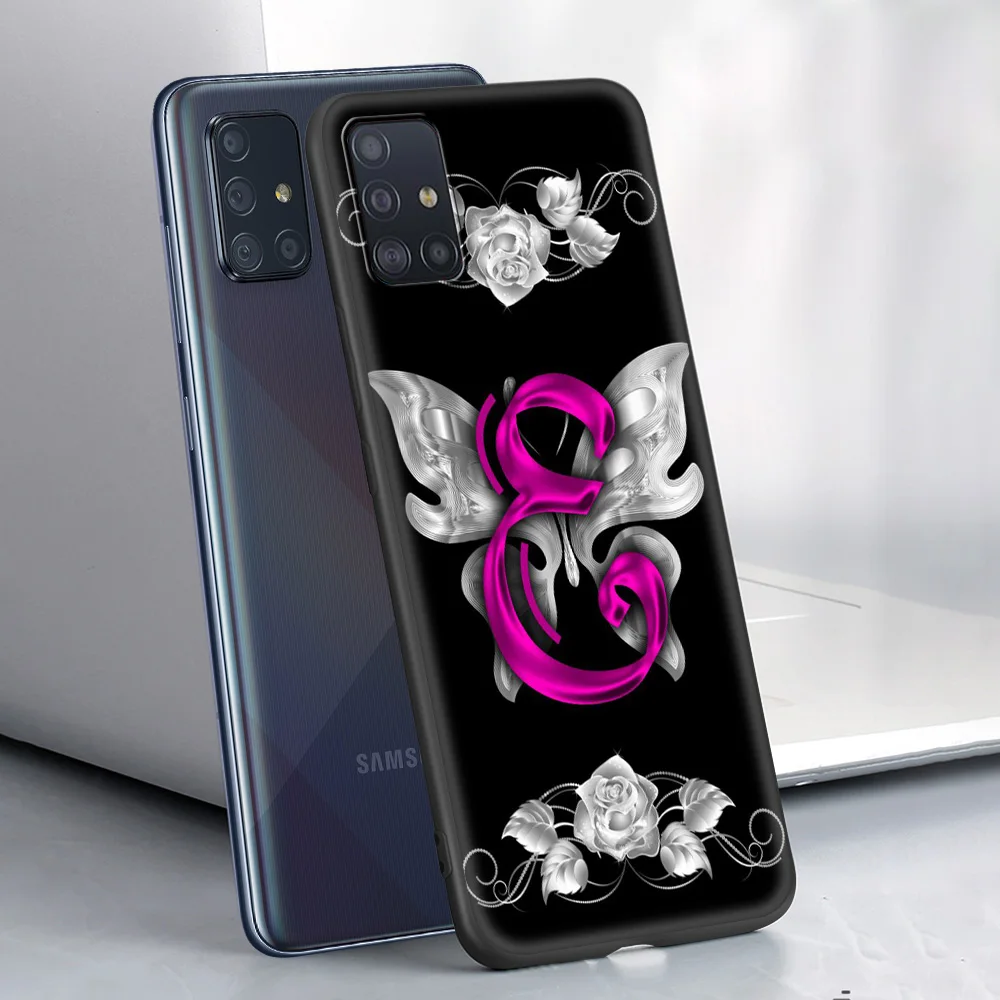 

Initial Letter Smartphone Accessories Cover for Samsung Galaxy A50 A70 A10 A10S A20 A30 A40 A60 Luxury Soft Case Shell