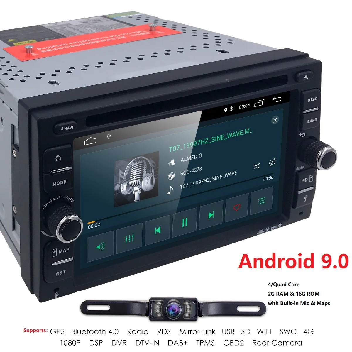 Четырехъядерный Android 9.0Car dvd мультимедийный плеер универсальный видео 2din Аудио