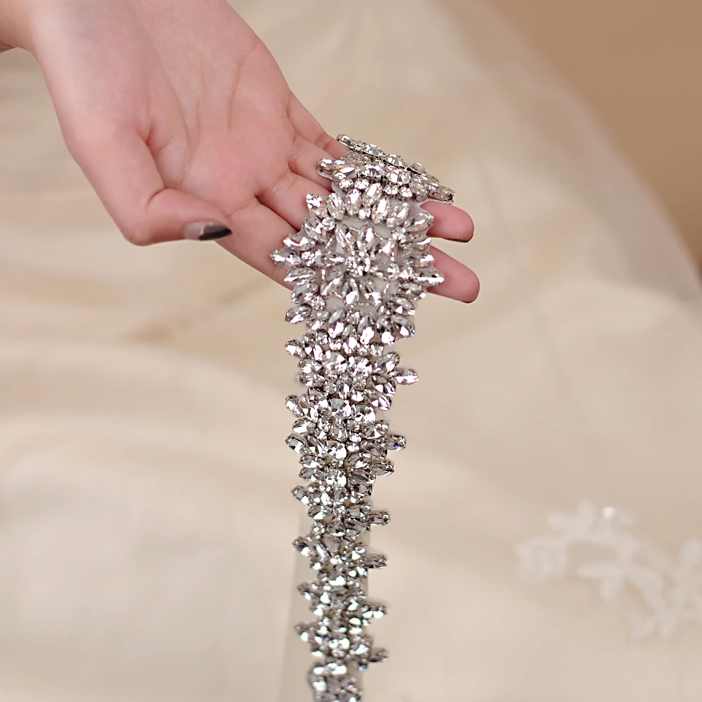 

TRiXY S319B Silver Rhinestone Bridal Belt Wholesale Bridal Belts Ribbon Wedding Belts Beads Bridal Belt Fashion Bridal Belt