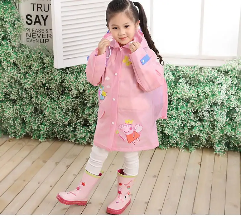 Детский дождевик мужской и женский с школьным рюкзаком для учеников начальной