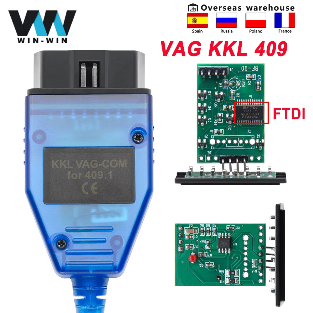 Диагностический кабель OBD2 VAG 409 KKL 1 FIATECUSCAN FTDI для автомобильного блока управления