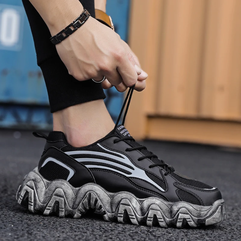 Спортивная обувь для мужчин кроссовки дышащая уличная спортивная мужские черные