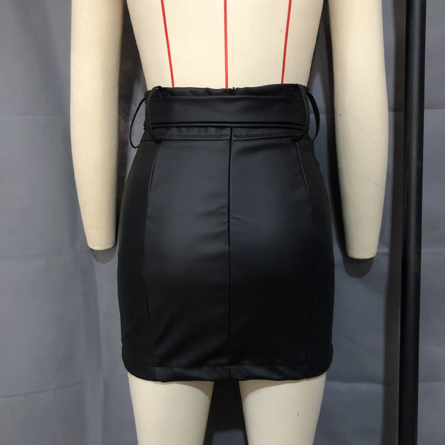 

Hirigin Sexy PU Leather Plus Size Women Skirts 2020 New Bowknot Bandage High Wasit Pencil Skirt Bodycon Women Fashion Streetwear