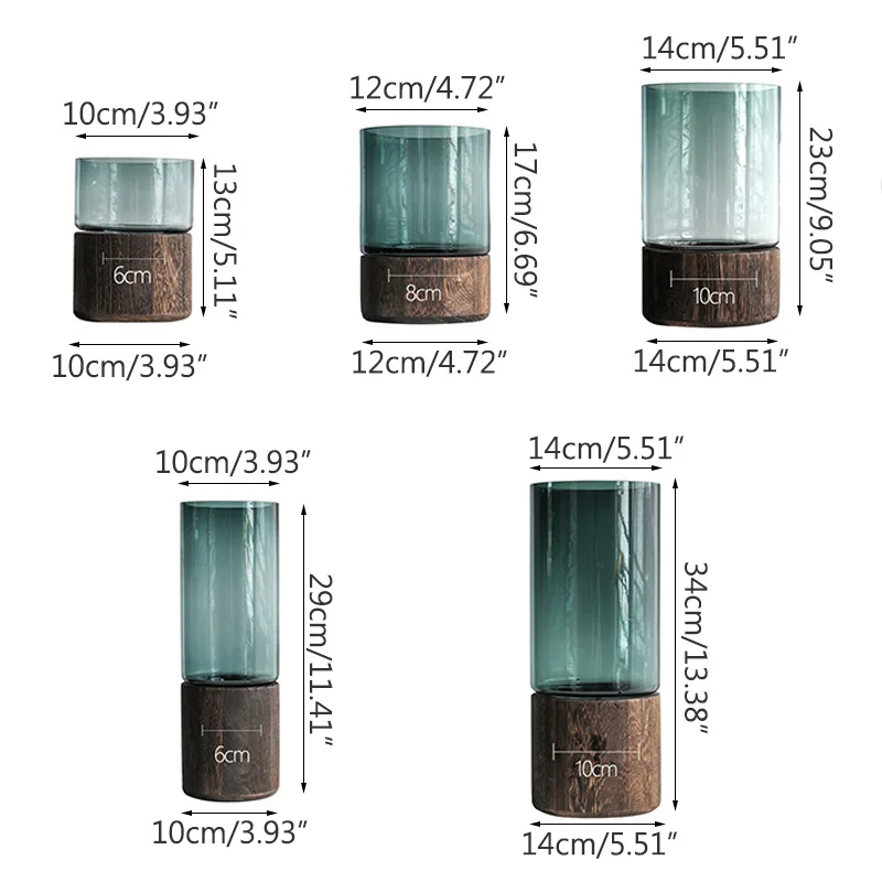 

Creative Stitching Wooden & Glass Vase For Home Decoration Transparent Vases Flower Arrangement Living Room Display Artware Gift