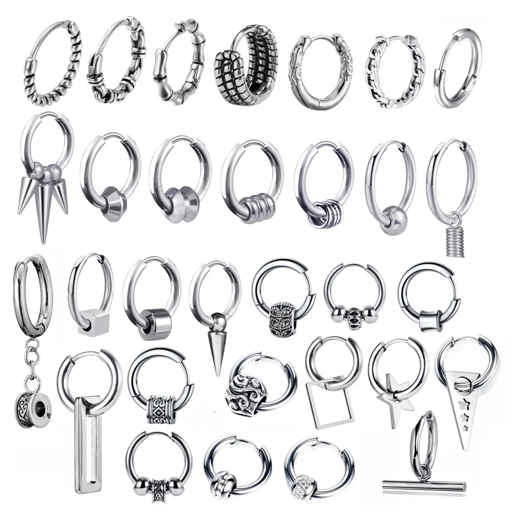 2021 Новые панк ретро серьги-кольца из нержавеющей стали для женщин и мужчин