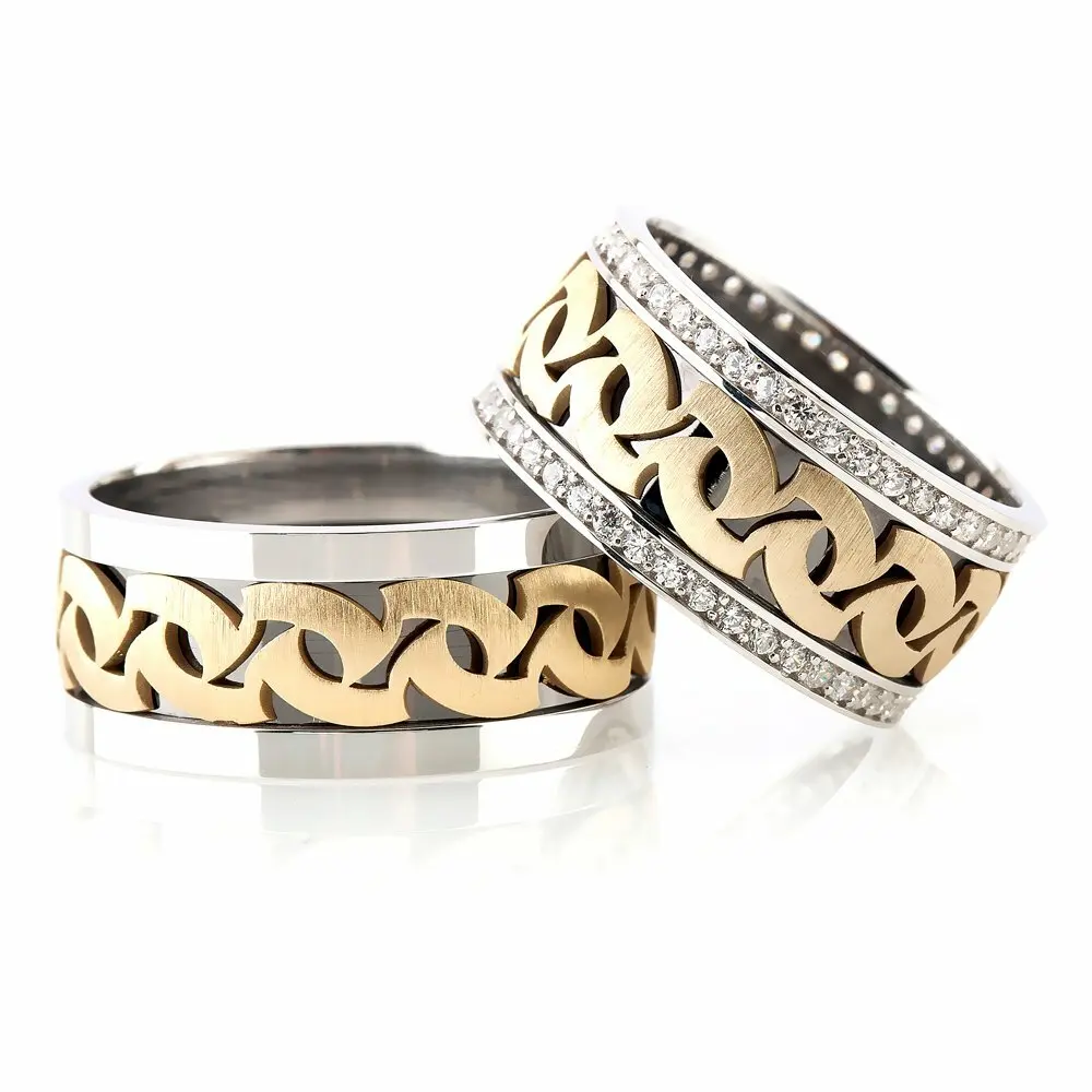 

Modern Design Motif 925 Sterling Silver Couple Wedding Rings