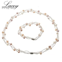 natural multi color pearl jewelry setshandmade real pearl jewelry sets wedding gift fashion bracelet necklace for women