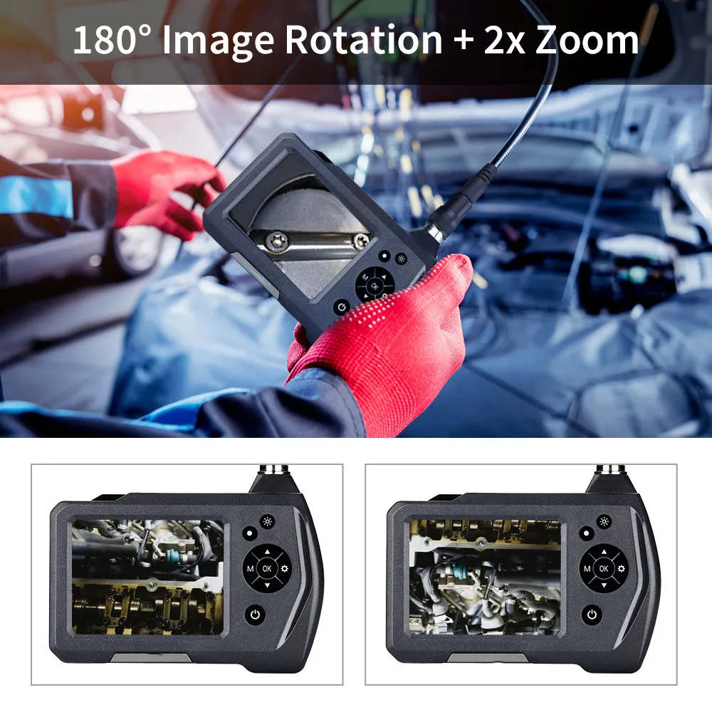 Endoscope Camera Flexible Pipe DVR Borescope HD 7.6mm Hard Cable 3.5&quot LCD Display Monitor Snake 6 LEDS | Безопасность и защита