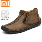 Мужские ботинки Xiaomi теплые зимние ботинки кожаные осенние мужские Ботильоны Мокасины повседневные уличные водонепроницаемые мужские кроссовки