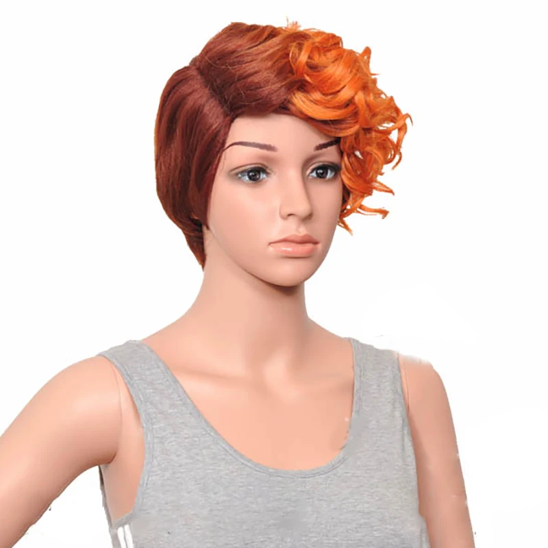 HAIRJOY женский специальный смешанный цвет боковая часть короткий кудрявый синтетический парик для волос